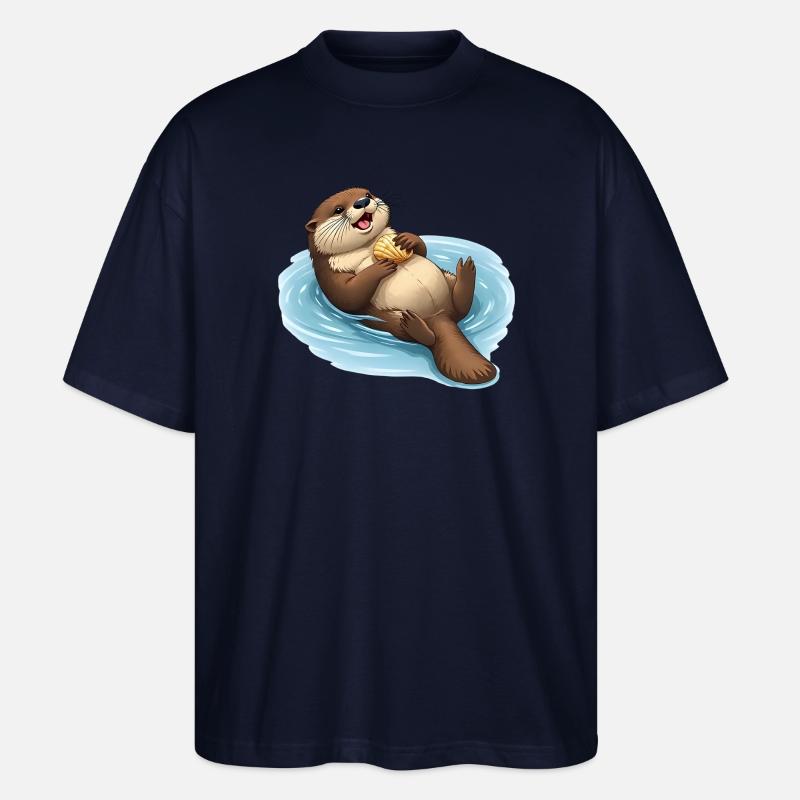 Relaxed beaver with shell - Stanley/Stella Oversized Unisex Organic T-shirt Blaster 2.0 - navy
