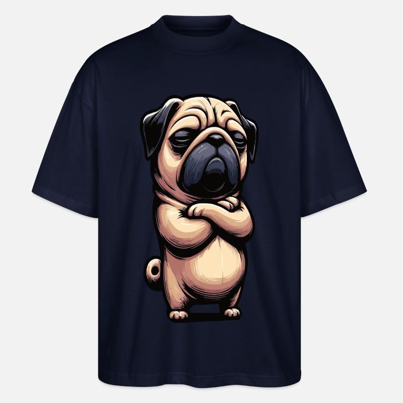 Mops Möpse Mopsbesitzer Mopsliebhaber Mopshalter - Stanley/Stella Oversized Unisex Bio T-Shirt Blaster 2.0 - Navy