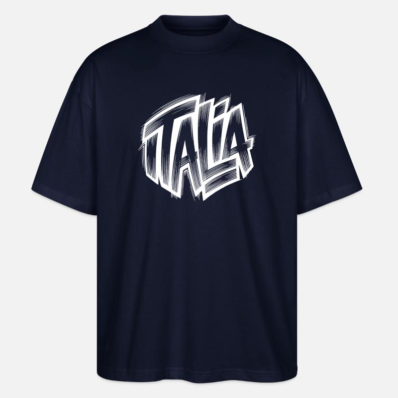 Italia Graffiti Pinselbuchstaben Stil - Stanley/Stella Oversized Unisex Bio T-Shirt Blaster 2.0 - Navy