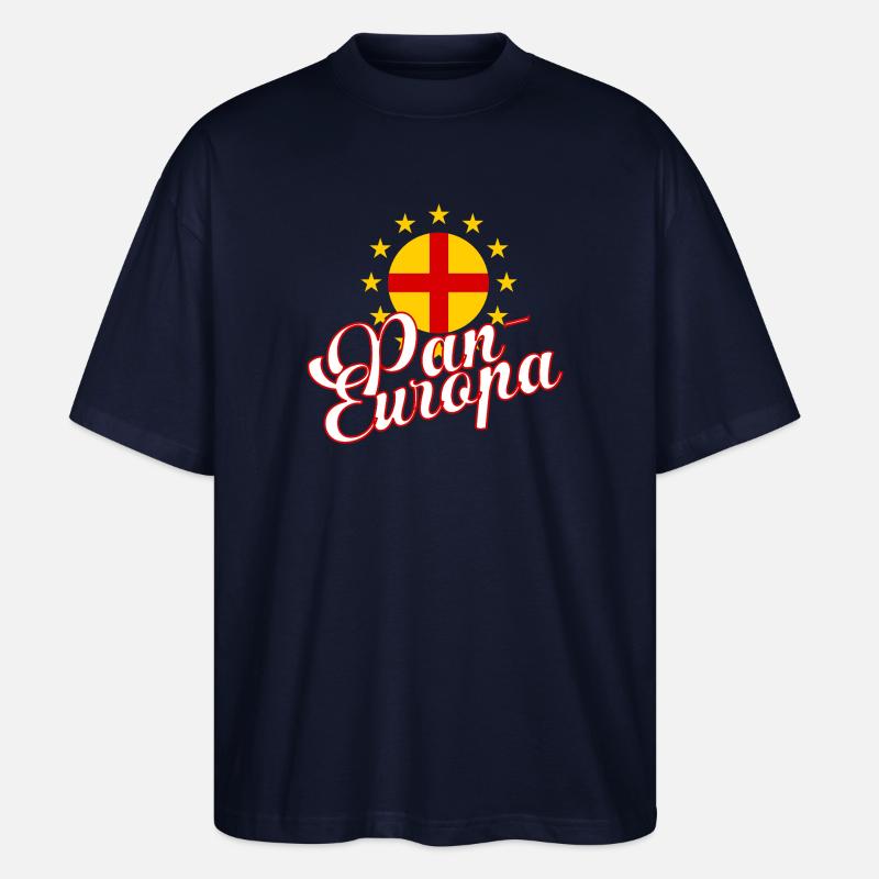 Pan-Europa Retro Script - Stanley/Stella Oversized Unisex Organic T-shirt Blaster 2.0 - navy