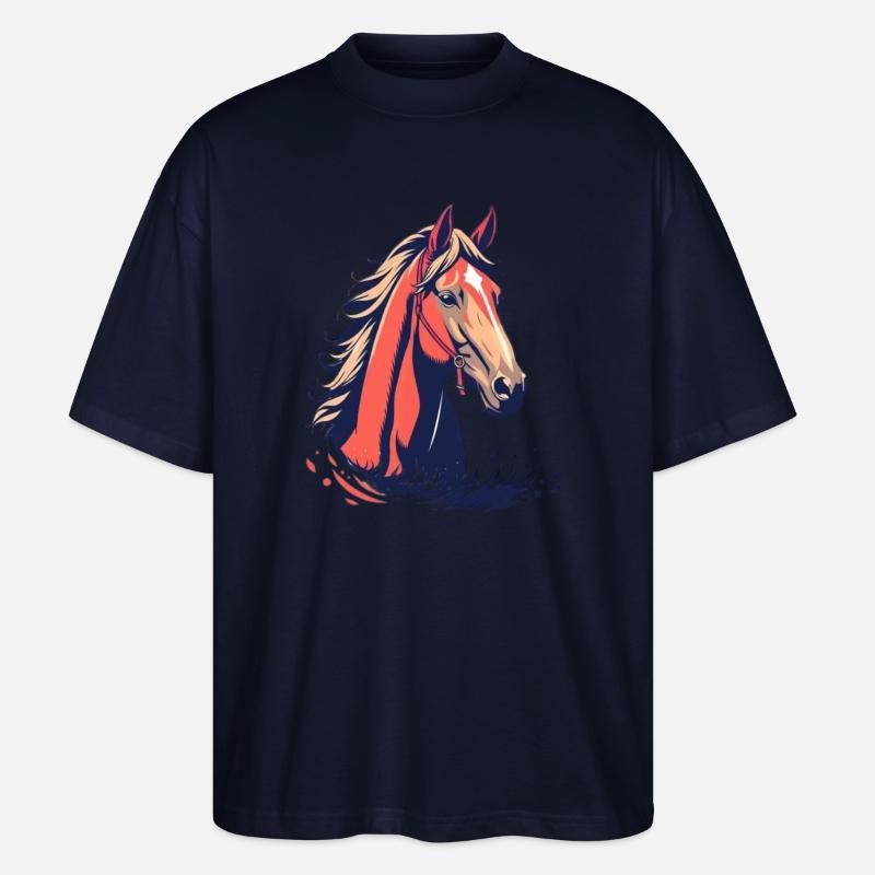 Pferd Pferdekopf  - Stanley/Stella Oversized Unisex Bio T-Shirt Blaster 2.0 - Navy