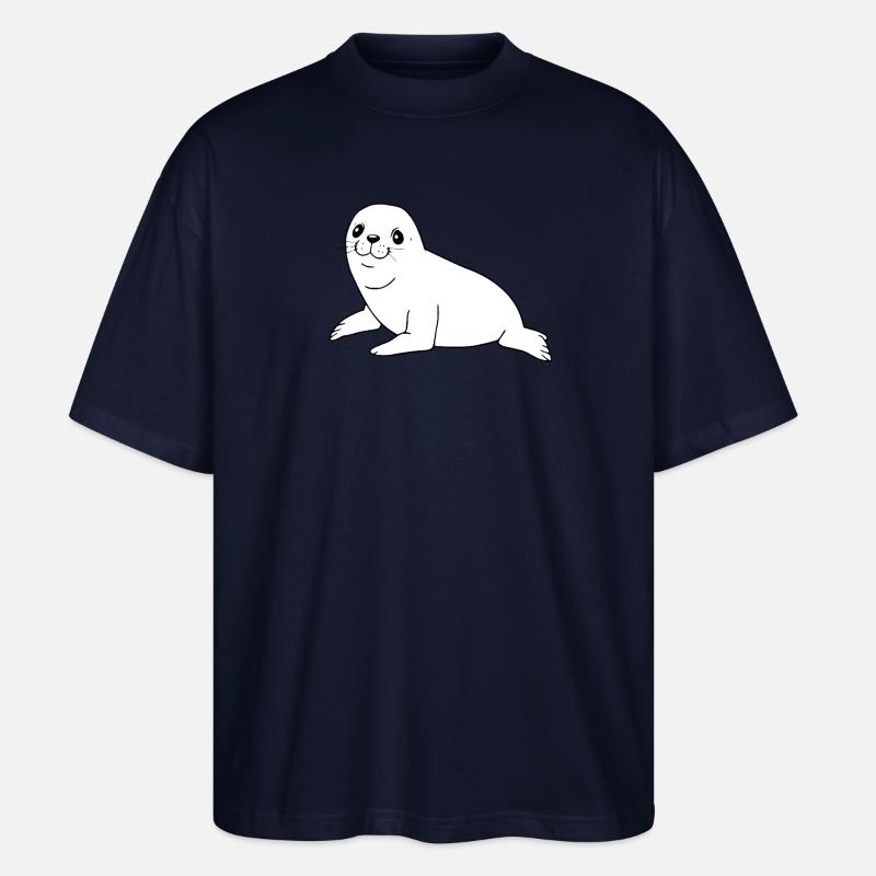 Robbe Seehund Robben Seehunde - Stanley/Stella Oversized Unisex Bio T-Shirt Blaster 2.0 - Navy