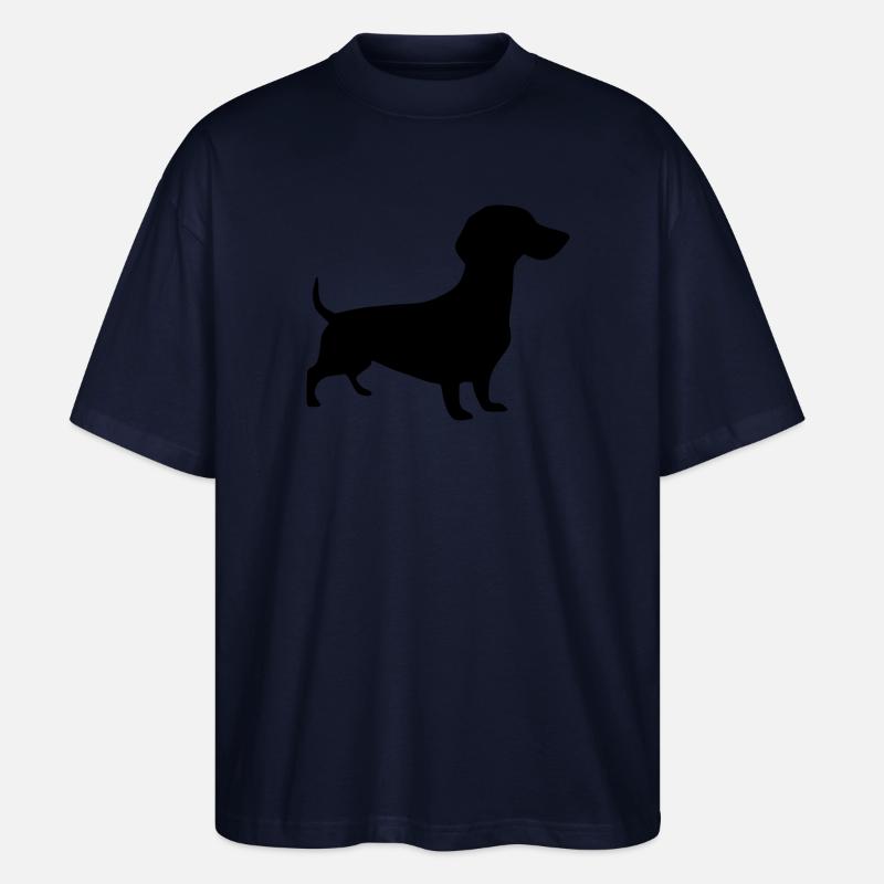 Dachshund Hunde Silhouette Geschenk Dackelbesitzer - Stanley/Stella Oversized Unisex Bio T-Shirt Blaster 2.0 - Navy