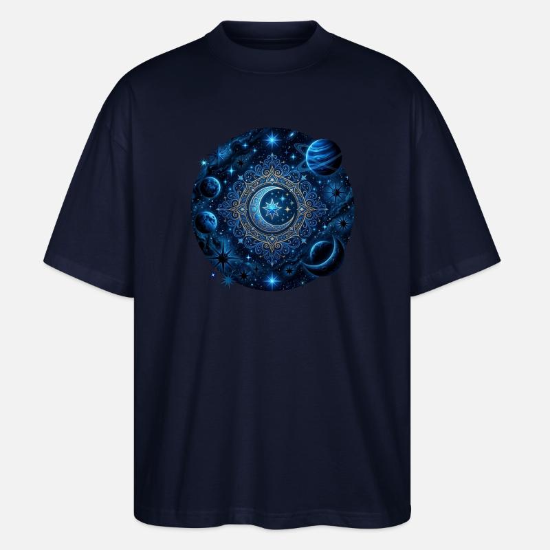 Planètes spatiales Galaxies Étoiles Lunes - T-shirt bio Blaster 2.0 coupe oversize Stanley/Stella Unisexe - marine