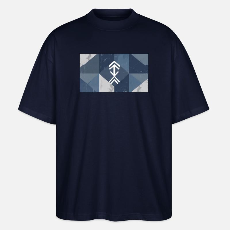 Geometric Blue Element Pattern - Stanley/Stella Oversized Unisex Organic T-shirt Blaster 2.0 - navy