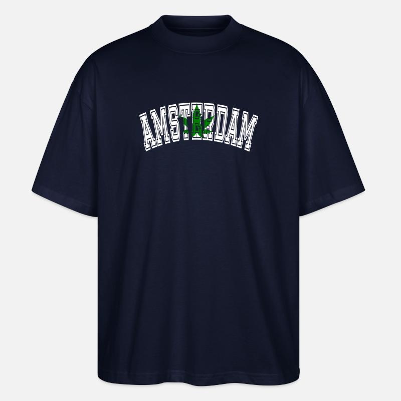 Amsterdam Design mit Cannabisblatt - Stanley/Stella Oversized Unisex Bio T-Shirt Blaster 2.0 - Navy