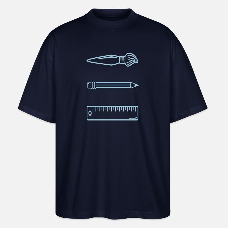 Pinsel Bleistift Linieal - Stanley/Stella Oversized Unisex Bio T-Shirt Blaster 2.0 - Navy