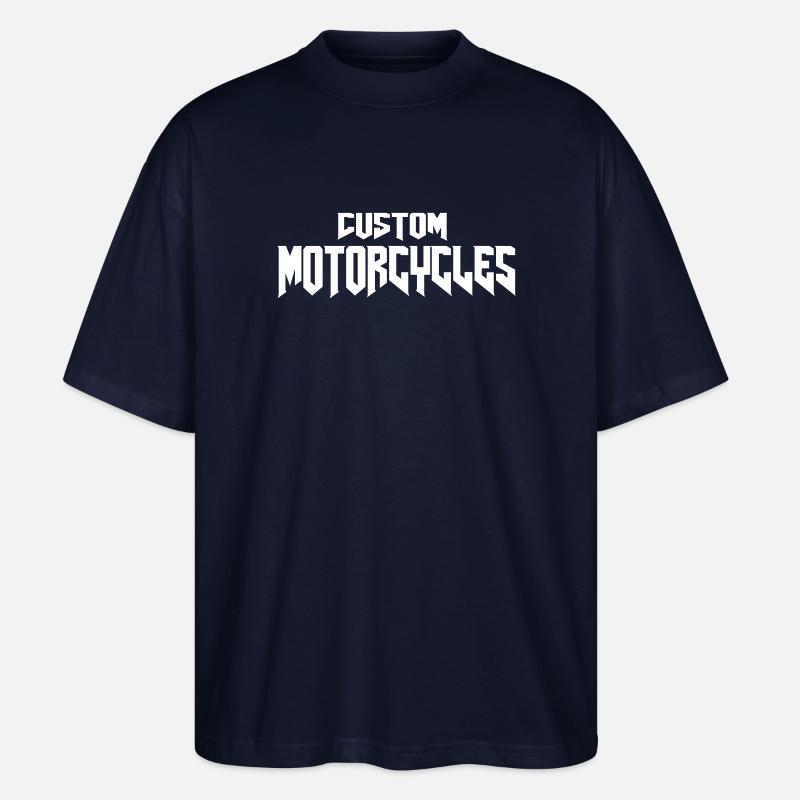 Custom Motorcycles Chopper Biker - Stanley/Stella Oversized Unisex Bio T-Shirt Blaster 2.0 - Navy