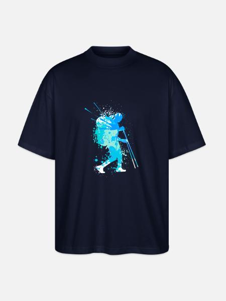 Splash Wanderer Winter Hiking - Stanley/Stella Oversized Unisex Organic T-shirt Blaster 2.0 - navy