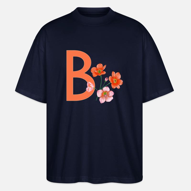 B mit Blumen - Stanley/Stella Oversized Unisex Bio T-Shirt Blaster 2.0 - Navy