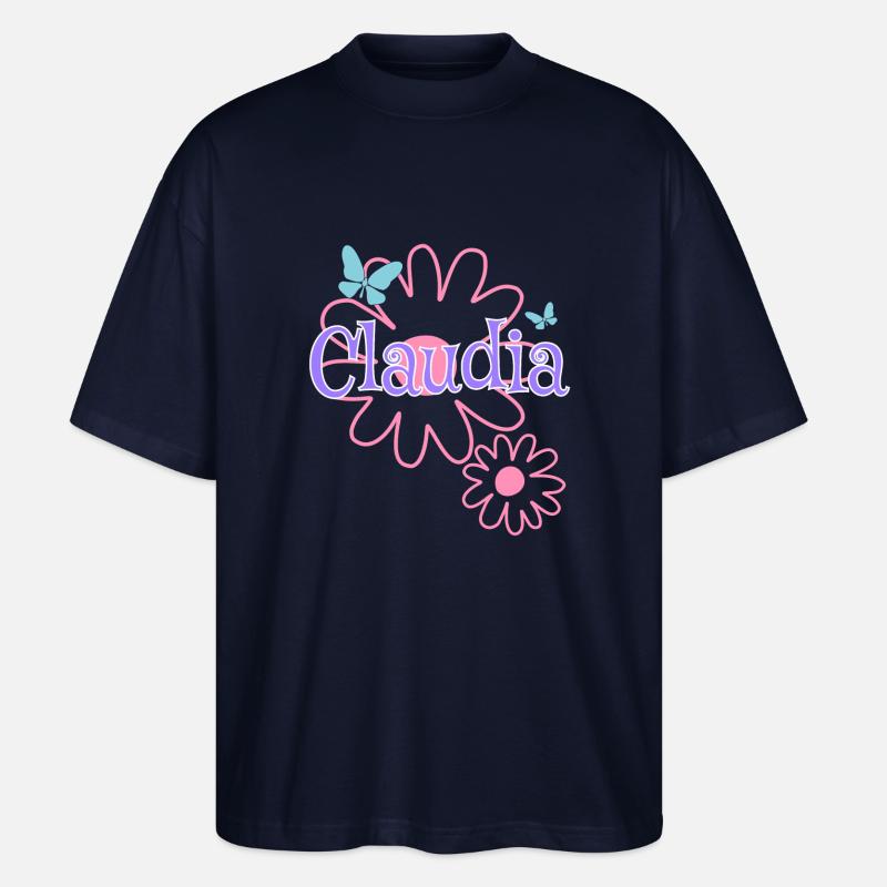 Claudia Name Mädchenname Gänseblümchen - Stanley/Stella Oversized Unisex Bio T-Shirt Blaster 2.0 - Navy