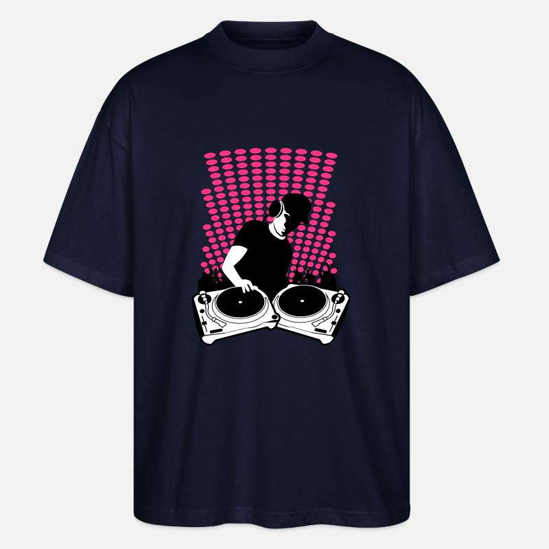 DJ mit Turntables - Stanley/Stella Oversized Unisex Bio T-Shirt Blaster 2.0 - Navy