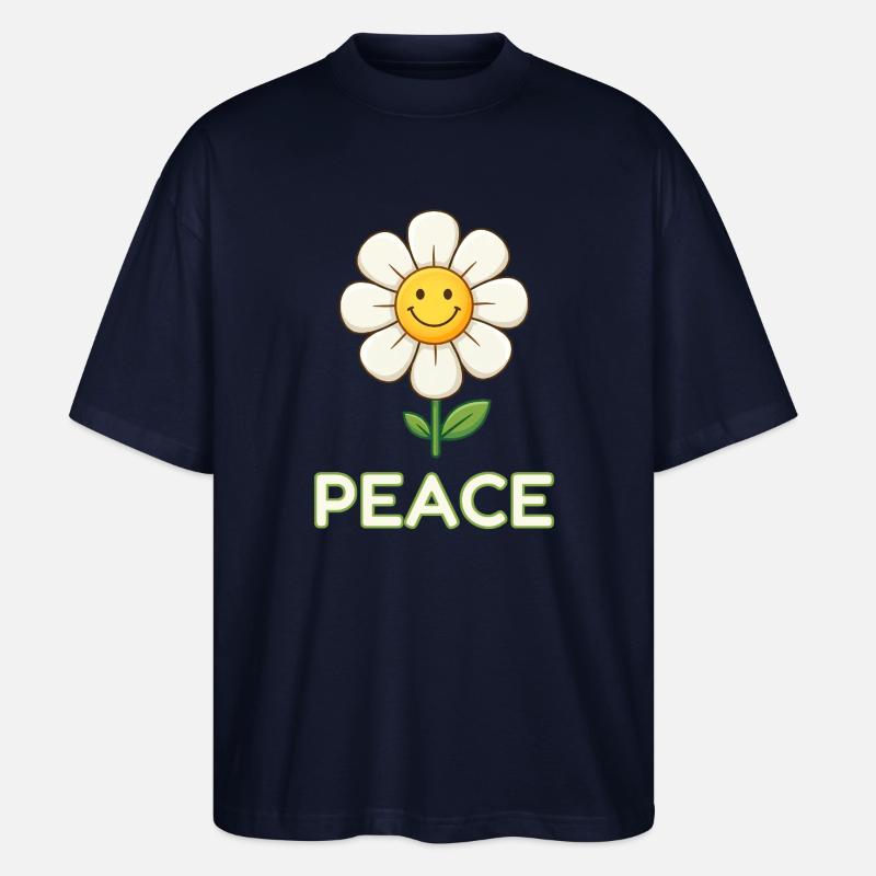 Anti-Kriegs-Friedensblume – Retro Smiley Daisy - Stanley/Stella Oversized Unisex Bio T-Shirt Blaster 2.0 - Navy