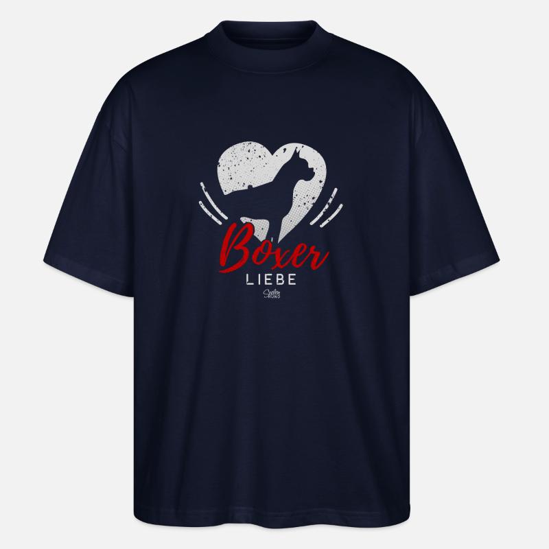 Boxer Liebe mit Herz - Stanley/Stella Oversized Unisex Bio T-Shirt Blaster 2.0 - Navy