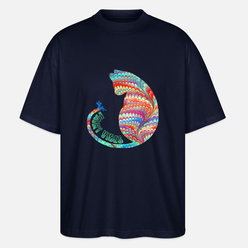 katze mit fee e 72 - Stanley/Stella Oversized Unisex Bio T-Shirt Blaster 2.0 - Navy