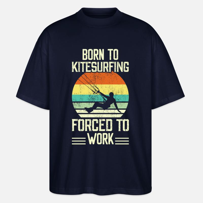 Kitesurf Kitesurfer Kiteboard - Stanley/Stella Oversized Unisex Bio T-Shirt Blaster 2.0 - Navy