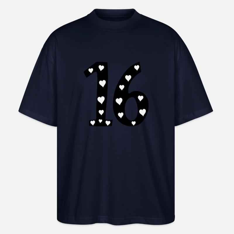 16 birthday with heart - Stanley/Stella Oversized Unisex Organic T-shirt Blaster 2.0 - navy
