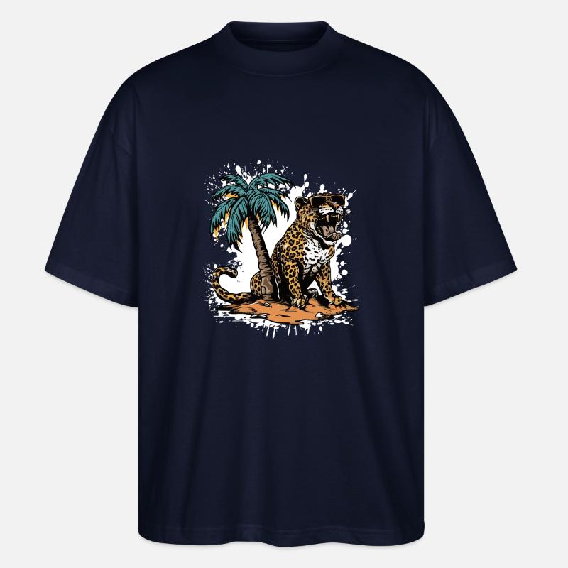 Leopard Insel Palme - Stanley/Stella Oversized Unisex Bio T-Shirt Blaster 2.0 - Navy