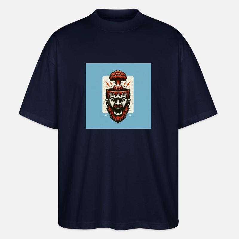 Exploding volcano head design - Stanley/Stella Oversized Unisex Organic T-shirt Blaster 2.0 - navy