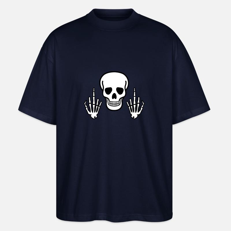Skull & Middle Finger, 2 coloured - Stanley/Stella Oversized Unisex Organic T-shirt Blaster 2.0 - navy