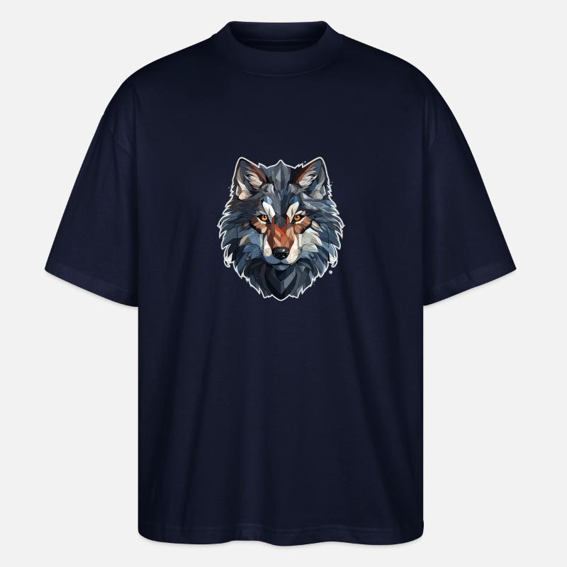 Wolf - Illustration - Stanley/Stella Oversized Unisex Bio T-Shirt Blaster 2.0 - Navy