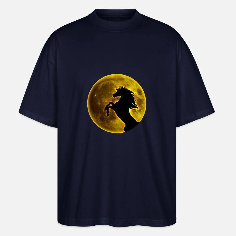 Vollmond Pferd - Stanley/Stella Oversized Unisex Bio T-Shirt Blaster 2.0 - Navy