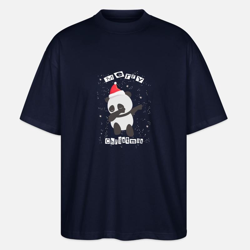 Weihnachten Dabbing Panda - Stanley/Stella Oversized Unisex Bio T-Shirt Blaster 2.0 - Navy