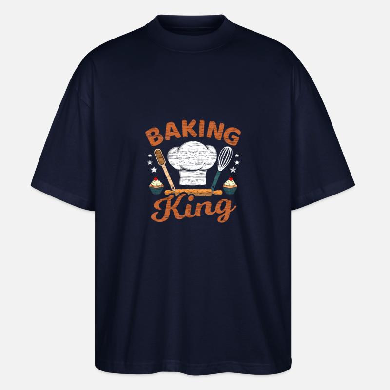 Baking King Bake Cooking Kitchen - Stanley/Stella Oversized Unisex Organic T-shirt Blaster 2.0 - navy