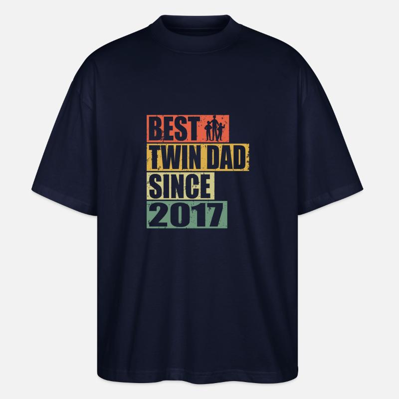 Zwillinge Vater Zwillingsvater seit 2017 - Stanley/Stella Oversized Unisex Bio T-Shirt Blaster 2.0 - Navy