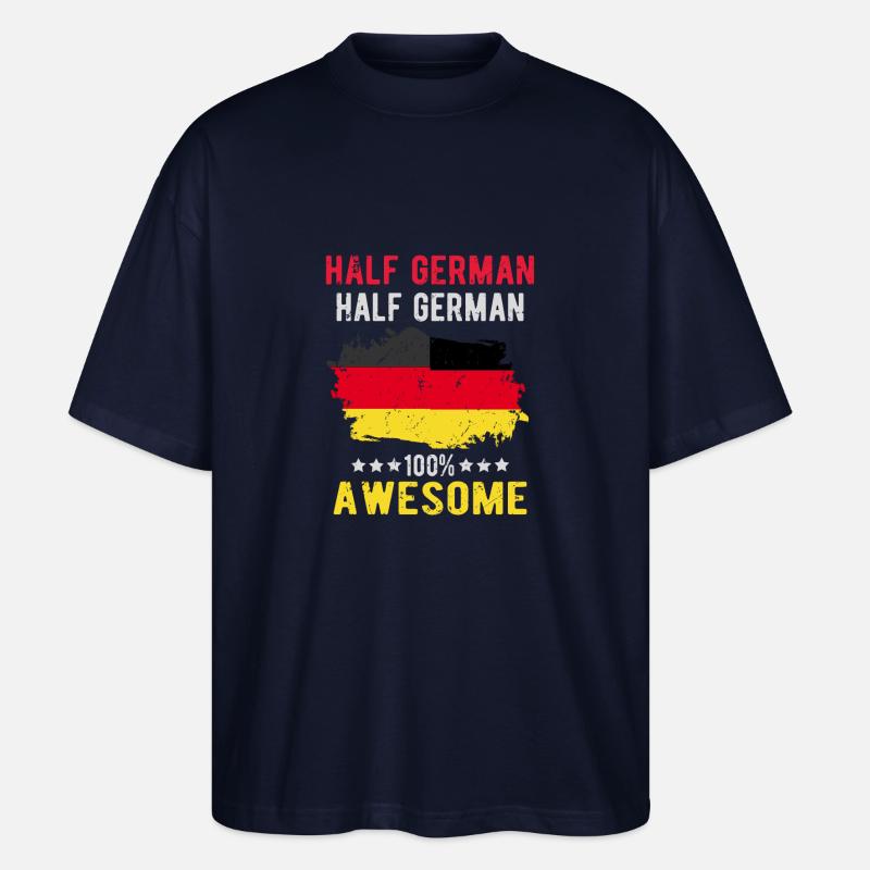 Half German Half German - Stanley/Stella Oversized Unisex Organic T-shirt Blaster 2.0 - navy