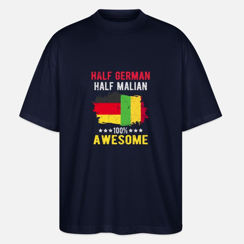 Half German half Malians - Stanley/Stella Oversized Unisex Organic T-shirt Blaster 2.0 - navy