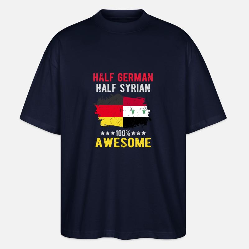 Halb Deutsch Halb Syrier - Stanley/Stella Oversized Unisex Bio T-Shirt Blaster 2.0 - Navy