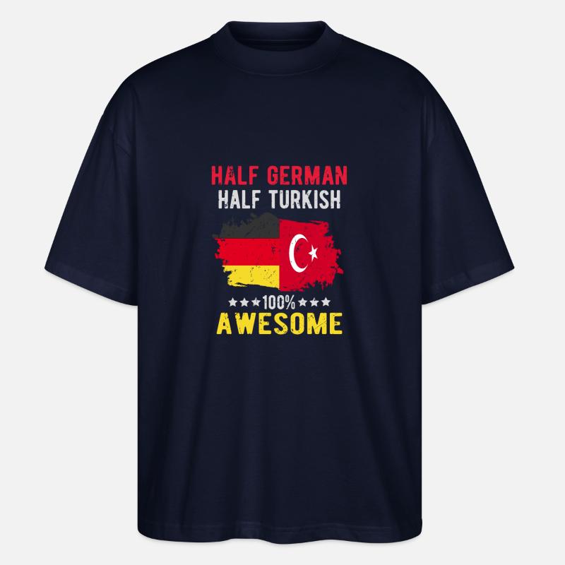 Half German half Turk - Stanley/Stella Oversized Unisex Organic T-shirt Blaster 2.0 - navy