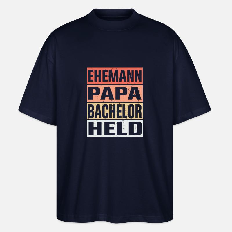 Bachelor Vater Ehemann Held - Stanley/Stella Oversized Unisex Bio T-Shirt Blaster 2.0 - Navy