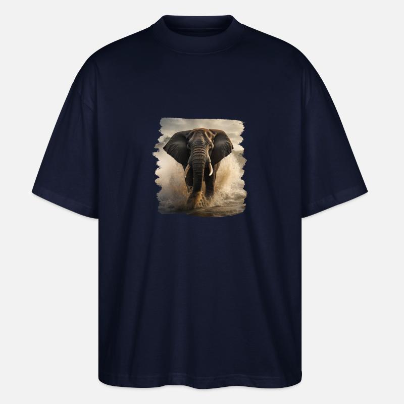 Elefanten realistic Elefant - Stanley/Stella Oversized Unisex Bio T-Shirt Blaster 2.0 - Navy