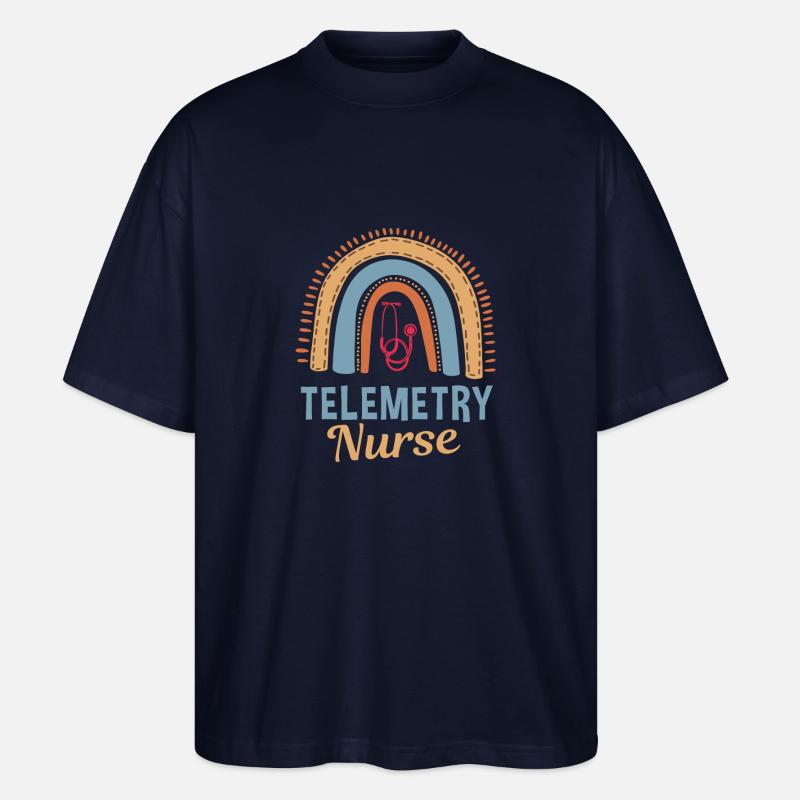 Telemetry Krankenschwester Regenbogen - Stanley/Stella Oversized Unisex Bio T-Shirt Blaster 2.0 - Navy