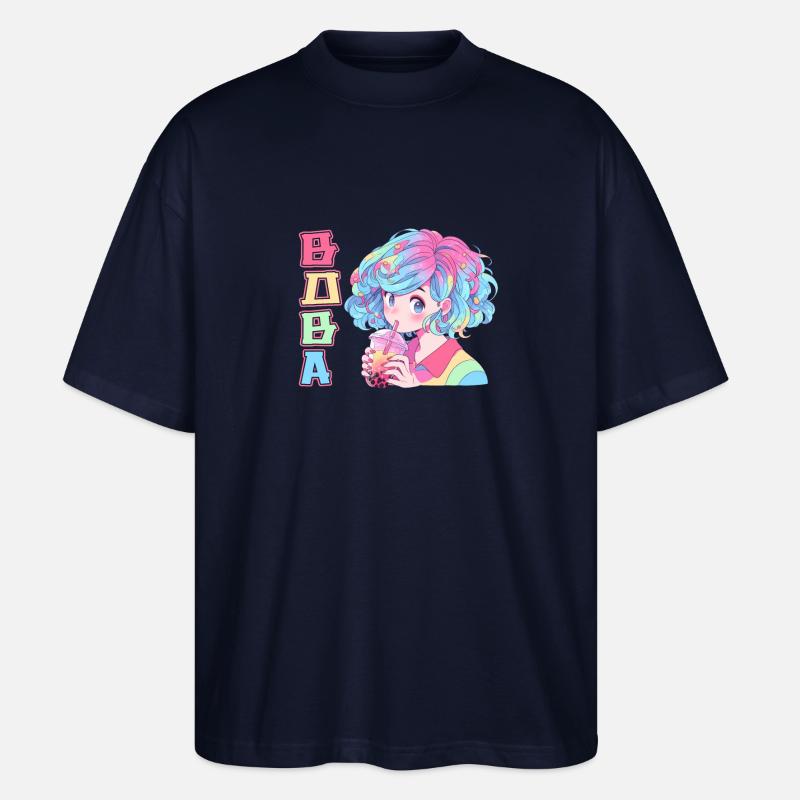 Anime and Boba Bubble Tea - Stanley/Stella Oversized Unisex Bio T-Shirt Blaster 2.0 - Navy