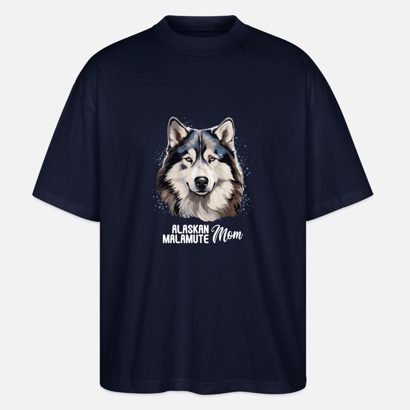 Pies Alaskan Malamute - Ekologiczne Koszulka Oversize Unisex Stanley/Stella Blaster 2.0 - granatowy
