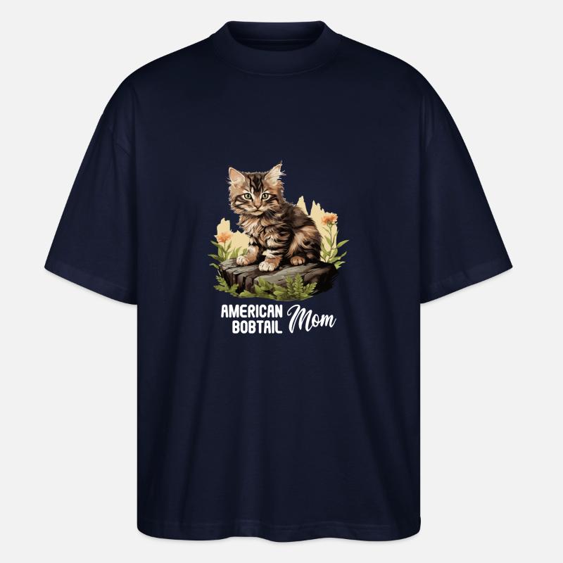 Cat Katzen American Bobtail - Stanley/Stella Oversized Unisex Bio T-Shirt Blaster 2.0 - Navy