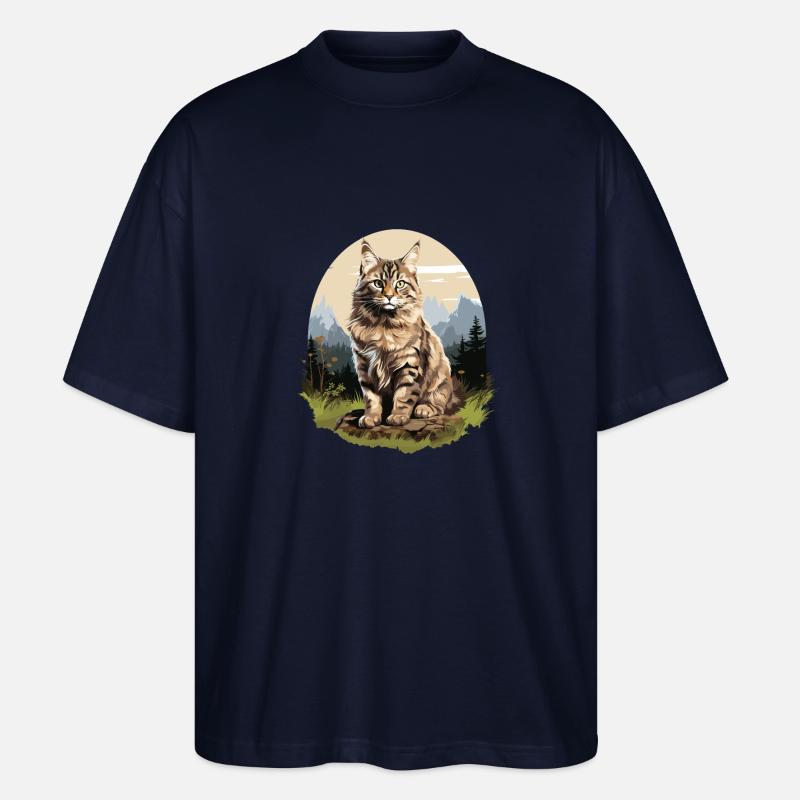 Cat Katzen American Bobtail - Stanley/Stella Oversized Unisex Bio T-Shirt Blaster 2.0 - Navy