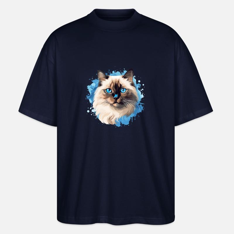 Birman Cat Birma Katze - Stanley/Stella Oversized Unisex Bio T-Shirt Blaster 2.0 - Navy