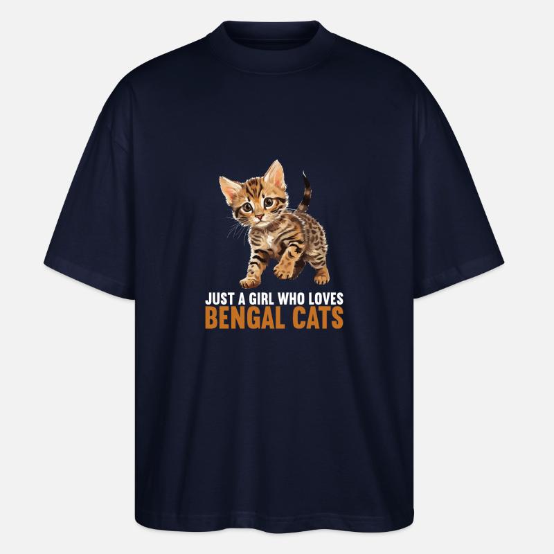 Chat du Bengale Bengalkatze - T-shirt bio Blaster 2.0 coupe oversize Stanley/Stella Unisexe - marine