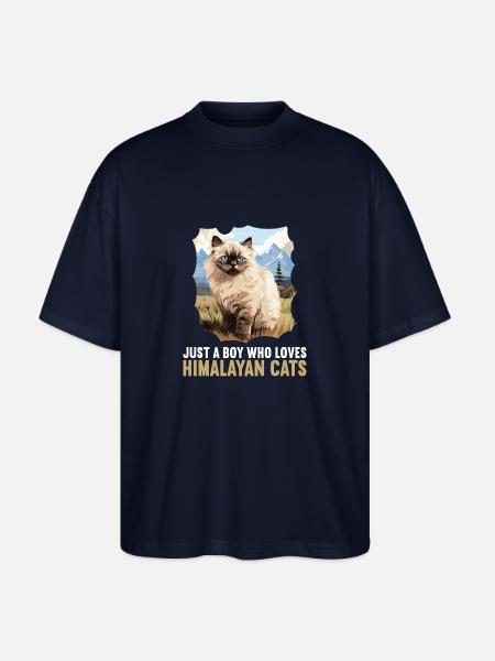 Himalaya kat Colourpoint Katze - Stanley/Stella Oversize Unisex Øko T-shirt Blaster 2.0 - marineblå