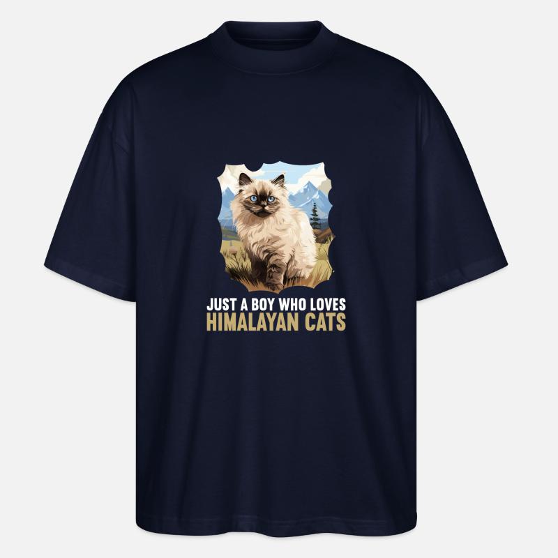 Himalayan Cat Colourpoint Katze - Stanley/Stella Oversized Unisex Organic T-shirt Blaster 2.0 - navy