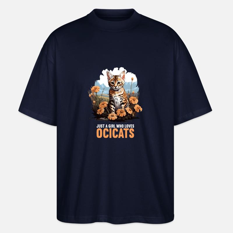 Ocicat Chaton Ocicat Chat - T-shirt bio Blaster 2.0 coupe oversize Stanley/Stella Unisexe - marine