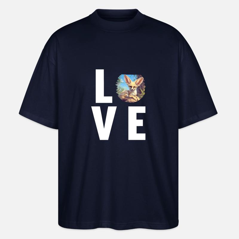 Fennec Fox Fenneks Fennek - Stanley/Stella Oversized Unisex Organic T-shirt Blaster 2.0 - navy