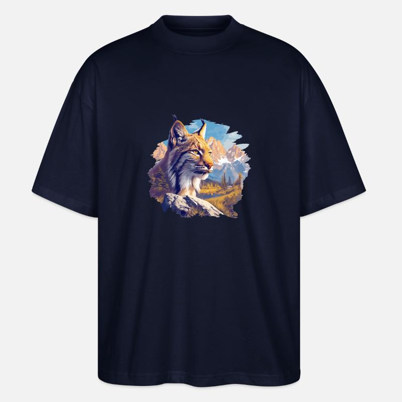 Lynx Luchse Luchs - Stanley/Stella Oversized Unisex Bio T-Shirt Blaster 2.0 - Navy