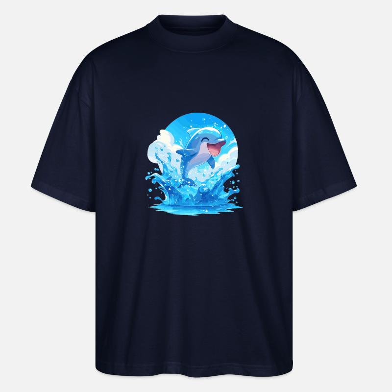 Dolphin Delfine Delfin - Stanley/Stella Oversized Unisex Bio T-Shirt Blaster 2.0 - Navy