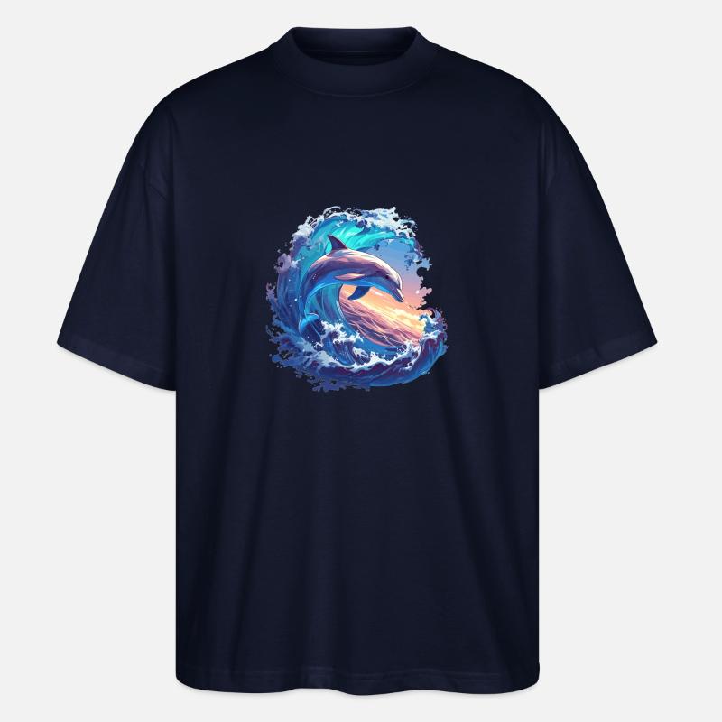 Dolphin Dolphins Dolphin - Stanley/Stella Oversized Unisex Organic T-shirt Blaster 2.0 - navy
