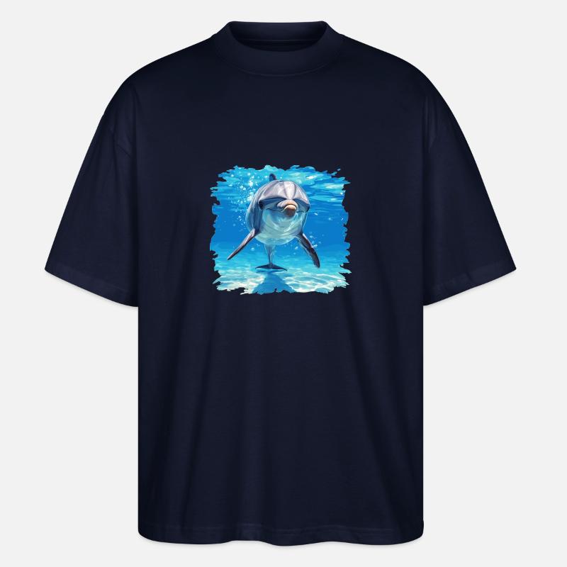 Dolphin Delfine Delfin - Stanley/Stella Oversized Unisex Bio T-Shirt Blaster 2.0 - Navy